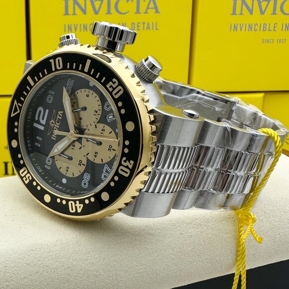 NEW Invicta Pro Diver Men's Watch 52MM Black Dial Chronograph Stainless Steel - Picture 2 of 9